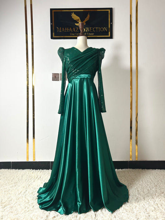 Dazzling Navy Blue Satin Silk Frock