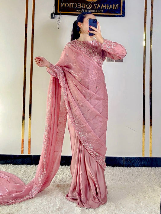 Embroidered Sheesha Silk Saree