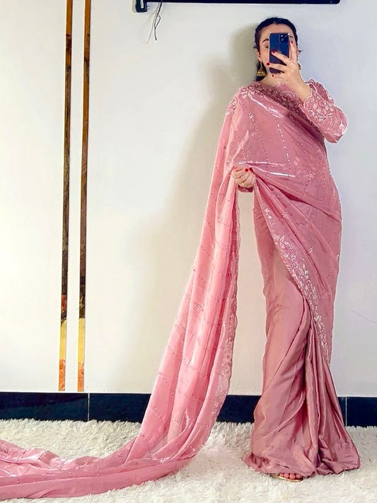 Embroidered Sheesha Silk Saree