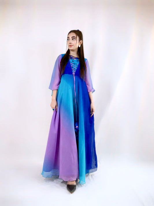 Imported Shiffon Ombre Vintage Frock