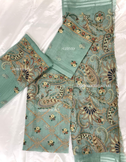 Premium Embroidered Cotton Net 2pc Dress.