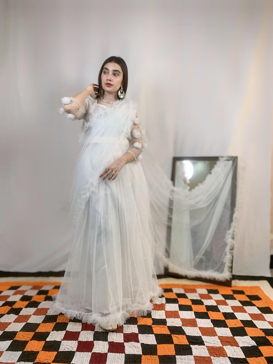 Bareeze Net Fairy Saree