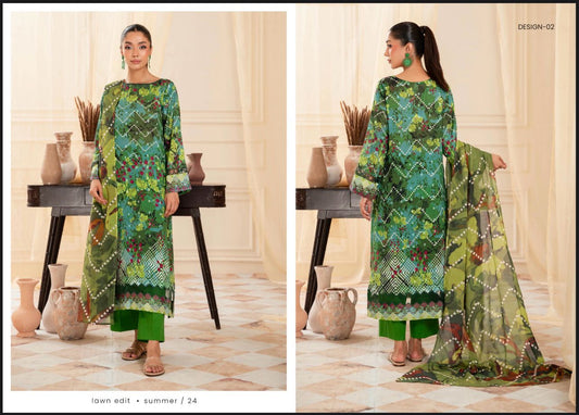 Premium Printed Lawn 3pc Dress.