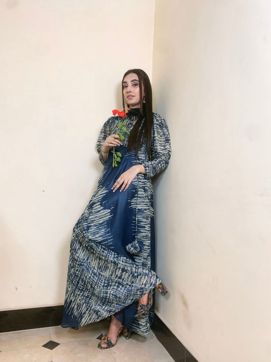 Imported Shiffon High Neck Frock