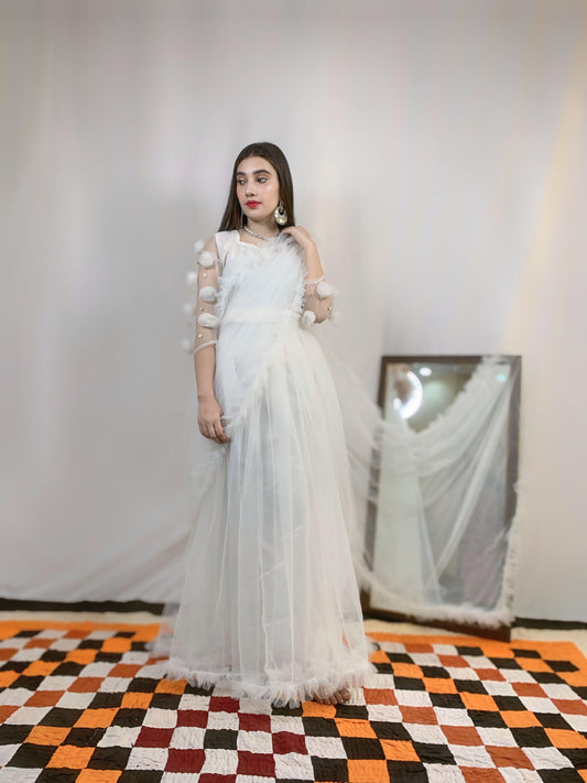 Bareeze Net Fairy Saree