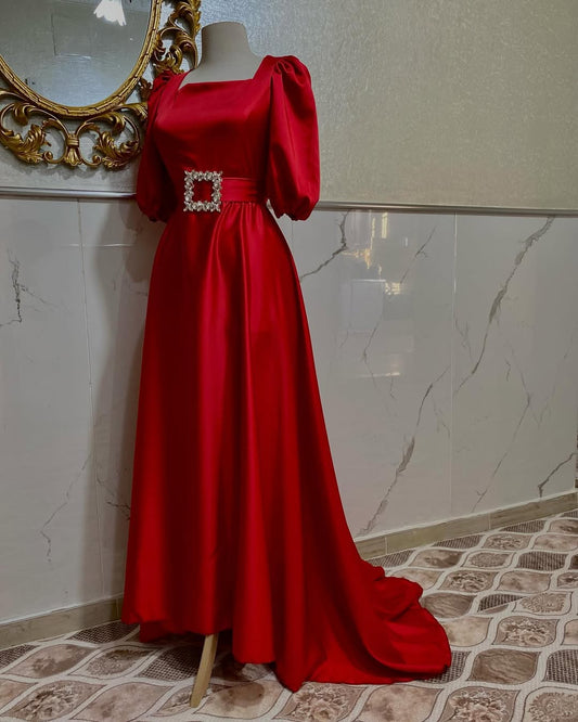Dazzling Red Satin Silk Frock