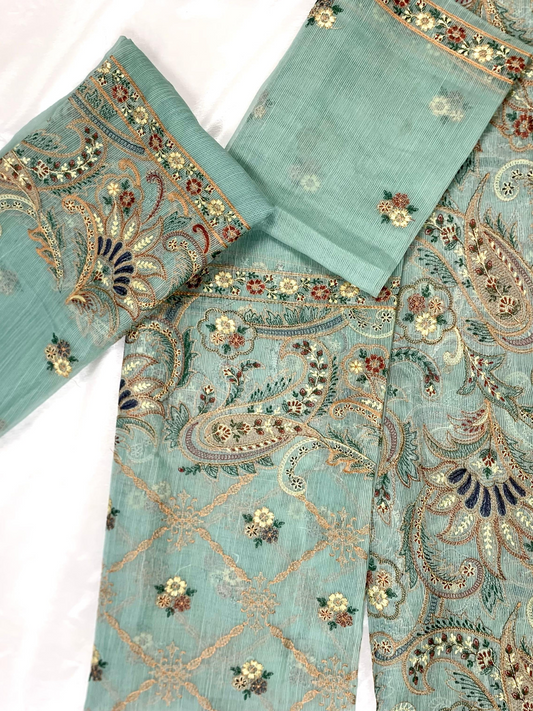 Premium Embroidered Cotton Net 2pc Dress.