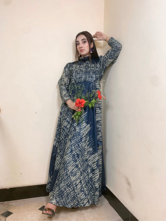 Imported Shiffon High Neck Frock