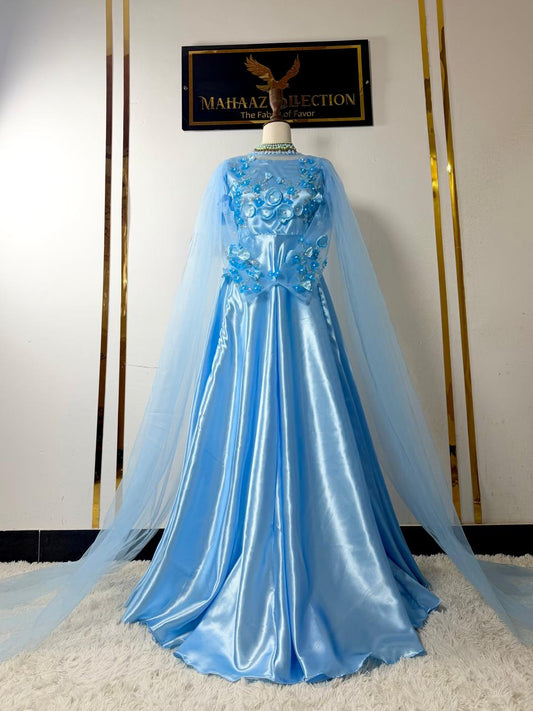 Premium Aqua Satin Silk Maxi