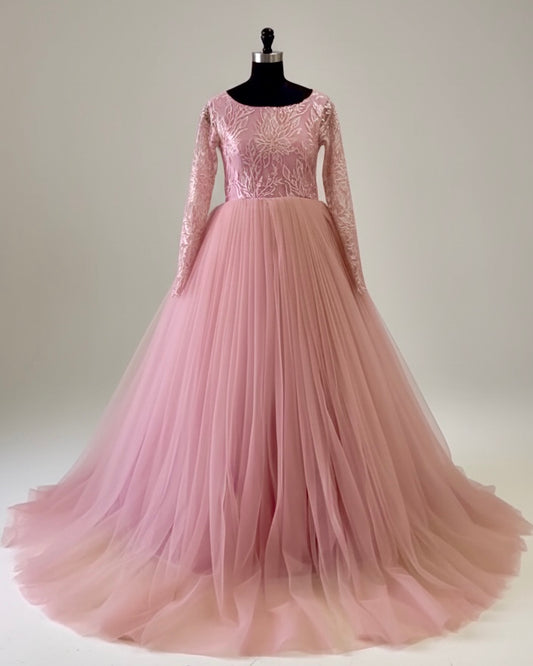 Dazzling Peach Net Frock