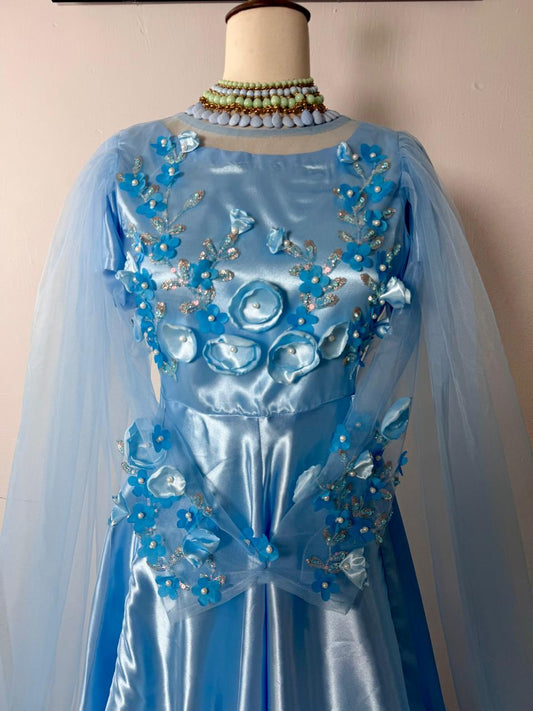Premium Aqua Satin Silk Maxi