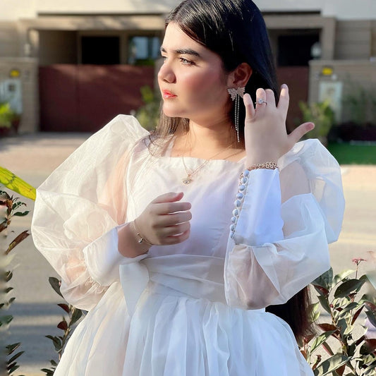 Dazzling White Organza Frock