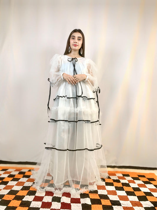 Dazzling White Net Fairy Frock