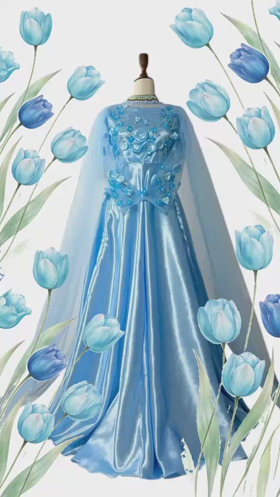 Premium Aqua Satin Silk Maxi