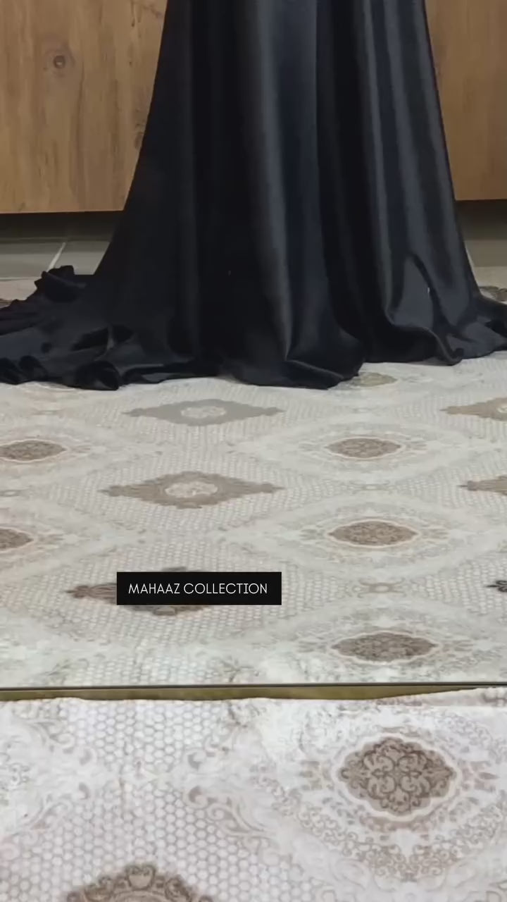 Dazzling Black Satin Silk Frock