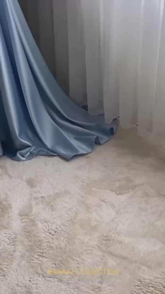 Dazzling Ice Blue  Satin Silk Frock