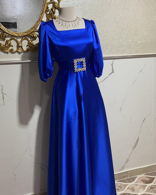 Dazzling BlueSatin Silk Frock