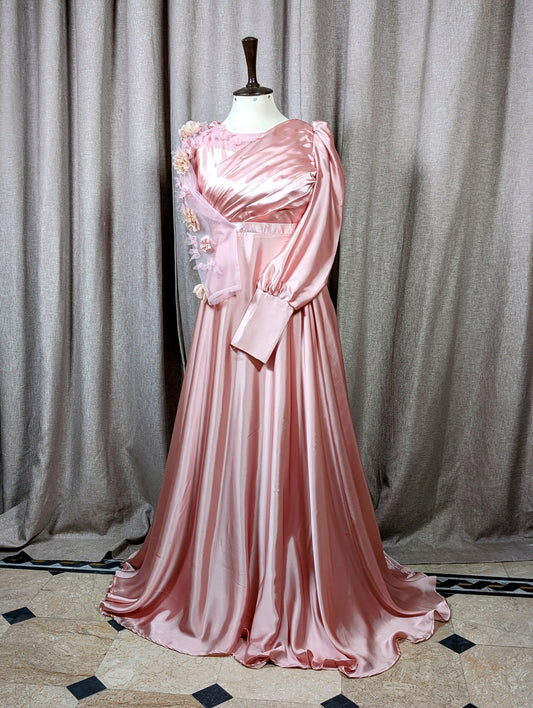 Dazzling Pink Satin Silk Frock