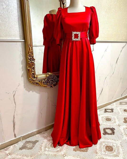 Dazzling Red Satin Silk Frock