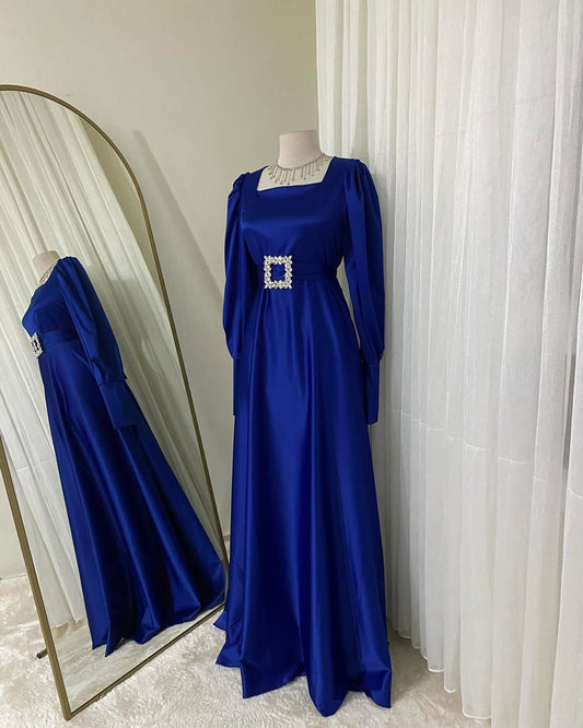 Dazzling BlueSatin Silk Frock