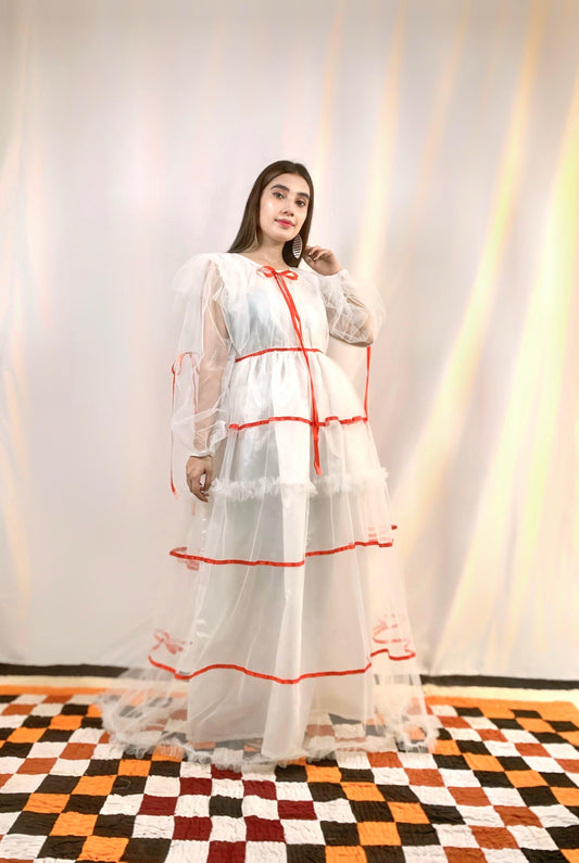 Dazzling White Net Fairy Frock